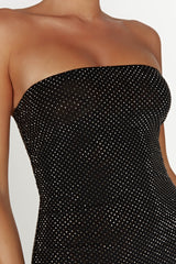 Waverly Strapless Diamante Midi Dress - Black