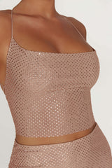 Tamra Strappy Diamante Top - Nude