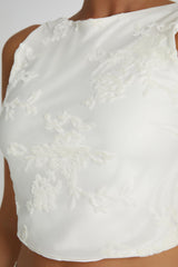 Mona Burnout Velvet Cowl Back Top - White