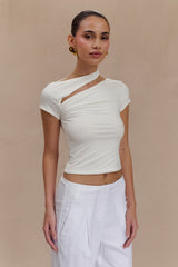 Aurelie Cut Out Short Sleeve Top - Ivory