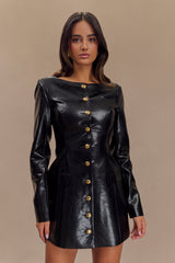 Nancy Faux Leather Mini Dress - Black