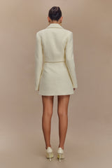 Mirelle Textured Boucle Cropped Long Sleeve Top - Ivory