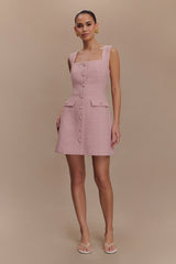 Desire Boucle Mini Dress - Powder Pink
