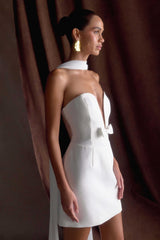 Orellia Strapless Suiting Mini Dress - Ivory