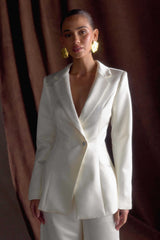 Ada Tailored Satin Blazer - Ivory
