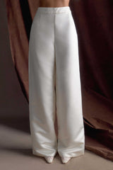 Ada Satin Straight Leg Pant - Ivory