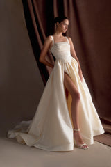 Carla Ruched Gown - Cream Ivory