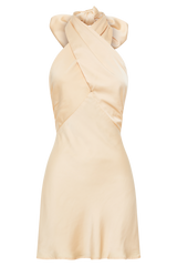 Francine Satin Halter Mini Dress - Peach