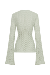 Murphy Long Sleeve Knit Shell Button Cardigan - Pastel Green