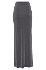 Bronwyn Slinky Ruched Maxi Skirt With Split - Charcoal