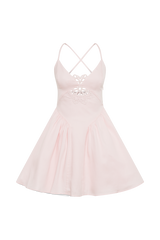 Muriel Cotton Mini Dress With Crochet - Powder Pink