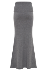 Karlie Knit Maxi Skirt With Ribbed Waist - Charcoal Marle