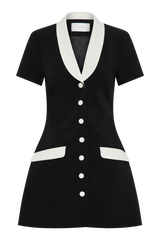 Paolina Collared Contrast Suiting Mini Dress - Black/White