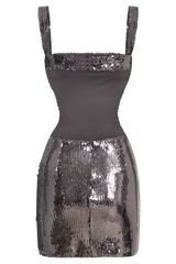Adoria Sequin Cut Out Mini Dress - Charcoal