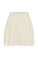 Dionne Pleated Knit Mini Skirt - Ivory Marle
