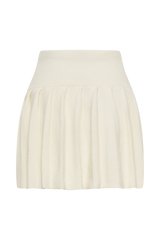Dionne Pleated Knit Mini Skirt - Ivory Marle