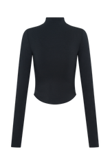 Ember Modal Long Sleeve High Neck Top - Black