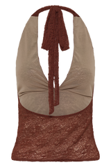 Asher Sheer Lace Halter Top - Chilli