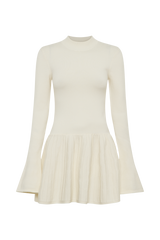 Blair Knit Mini Dress With Pleats - Ivory