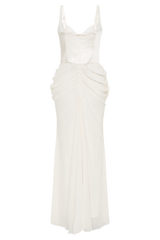 Leila Satin Corset Maxi Dress - Ivory