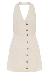 Lorraine Linen Halter Mini Dress - Natural