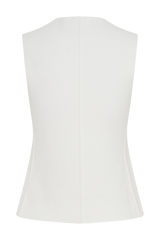 Malika Sleeveless Gold Button Vest - White