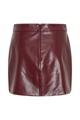 Coralia Faux Leather Bubble Mini Skirt - Cherry Red