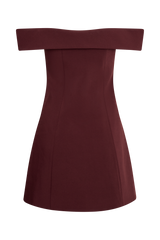 Noelle Off Shoulder Suiting Mini Dress - Mahogany