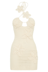 Kyla Floral Crochet Mini Dress - Buttercream