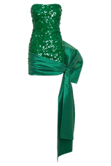 Franka Strapless Bow Mini Dress - Emerald