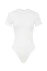 Francesca Crew Neck Short Sleeve Bodysuit - White
