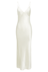 Kiko Satin Chiffon Midi Dress - Ivory