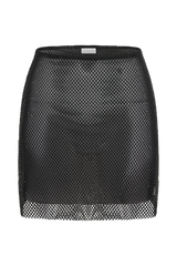 Hilton Diamante Mesh Mini Skirt - Black