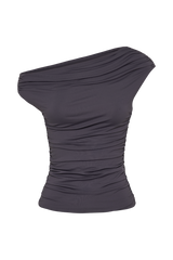 Alayna Recycled Nylon Ruched Top - Charcoal