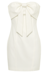 Saoirse Strapless Mini Dress With Diamante Bow - White