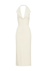 Annita Crepe Halter Midi Dress - Ivory