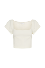 Ellis Cap Sleeve Longline Suiting Top - Ivory