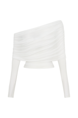 Everly Sheer Mesh Off Shoulder Top - Ivory