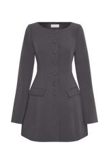 Jolie Boat Neck Suiting Mini Dress - Charcoal Grey