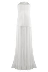 Juno Strapless Pleated Maxi Gown - White