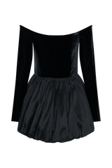 Liv Off Shoulders Velvet Mini Dress - Black
