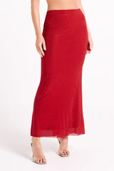Erika Diamante Maxi Skirt - Vermilion Red