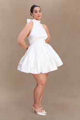 Dorota Satin Halter Mini Dress - White