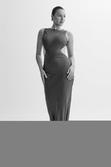 Electra Satin Cut Out Maxi Dress - Berry