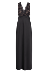 Ricci Satin And Lace Maxi Dress - Black