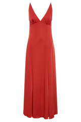 Kamala Low Back Satin Maxi Dress - Red