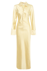 Whitley Satin Collared Maxi Dress - Butter