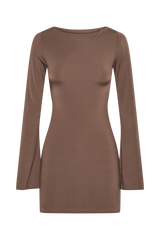 Tarna Slinky A-Line Mini Dress - Chocolate