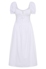Rosalind Puff Sleeve Midi Dress - White