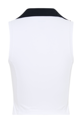Denver Sleeveless Collared Active Top - Black/White